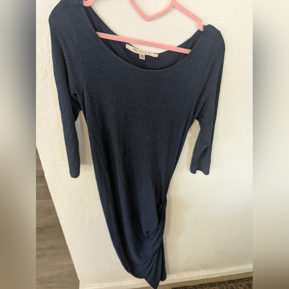 Max Studio Navy Ruched Maxi Dress – Size XS